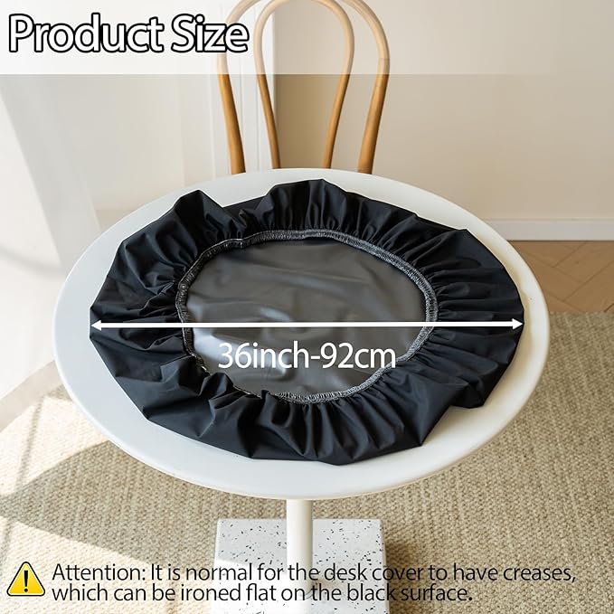Asnomy Fitted Round Washable Table Cover, Wipeable Waterproof Tablecloth Fits 32"-36" Diameter Round Table for Dining, Camping, Banquets, Parties, Indoor and Outdoor, 1PC