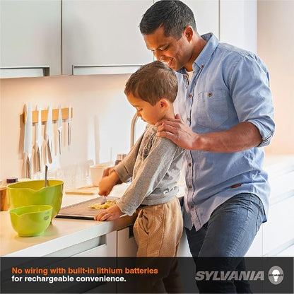 SYLVANIA 12" Under Cabinet Lighting with 2200mAh Rechargeable Battery, LED Motion Sensor, 3 Color Selectable (3000K-5000K), Closet Light/Undercounter Kitchen Light, Magnetic, Dimmable - 2 Pack (66513)