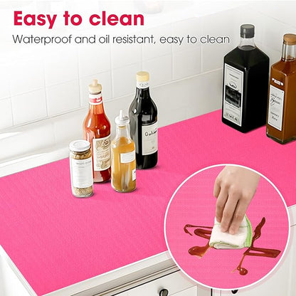 Drawer and Shelf Liner, Non-Slip Kitchen Cabinet Liners Non-Adhesive Thick Strong Grip Waterproof Washable Mats Protect Dresser Shelves Cupboard Bathroom Cabinets, Fuchsia, 12 in X 20 FT