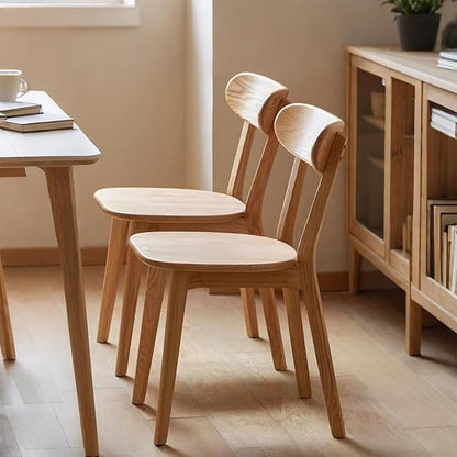 Dining Chairs Set of 2 - Solid Oak Wood, 400 lb Heavy Duty Capacity, Ergonomic Curved Back for Kitchen Table, Dining Room & Home Office, Easy Assembly