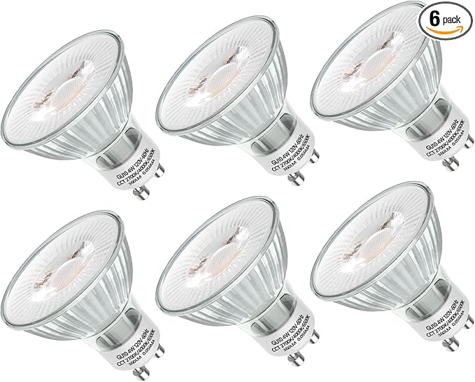 SerBion Halogen Light Bulbs 2 Pin - Gu10 Bulb MR16 Shape, Long Lasting, 6 Packs (4, Watts)