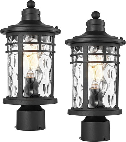 Darkaway Outdoor Post Lights Lamp Posts Outdoor Lighting, Aluminum Post Lights Outdoor Light Fixtures with Water Ripple Glass, Pole Light for Outside Patio Yard Garden