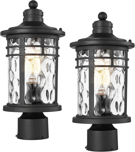 Darkaway Outdoor Post Lights Lamp Posts Outdoor Lighting, Aluminum Post Lights Outdoor Light Fixtures with Water Ripple Glass, Pole Light for Outside Patio Yard Garden