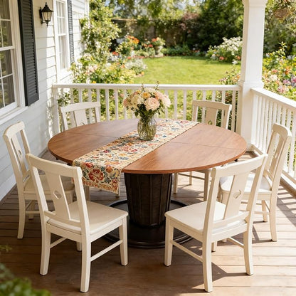 Wood Round Foldable Table Top Only Large Portable Tabletop for Desktop Transformation 47 51 55 59 63 71 inch 4-Fold Folding Round Table Top Extender Space Saving for Family Dinners(Light Walnut,51")
