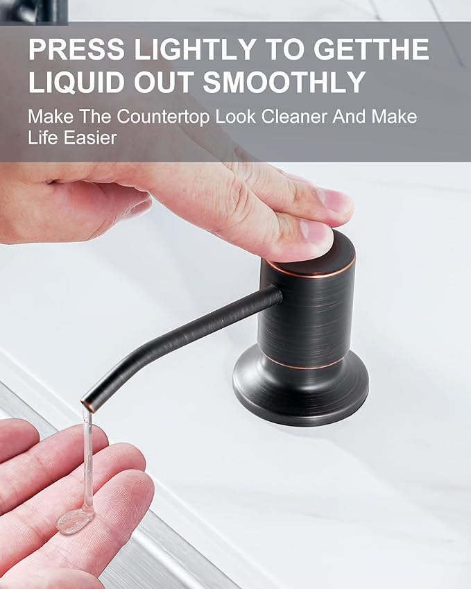 WOWOW Kitchen Faucets with Sprayer, Oil Rubbed Bronze Rv Kitchen Faucet, Single-Handle Camper Outdoor Sink laundry faucets for Utility 4 Hole Kitchen Faucet for Sink Faucet Kitchen with Soap Dispenser