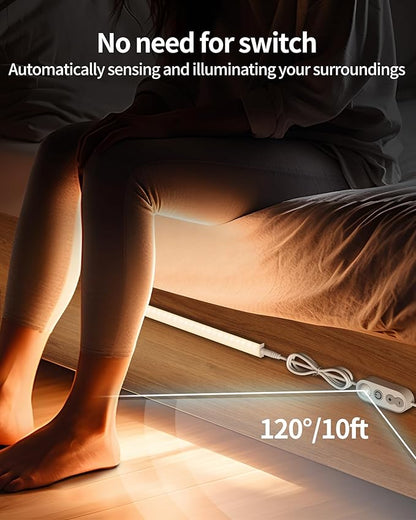 Motion Sensor Dimmable Under Cabinet Lighting, 6000K White, Plug-in, Linkable LED Closet Light Bars, 12-inch 2 Pack