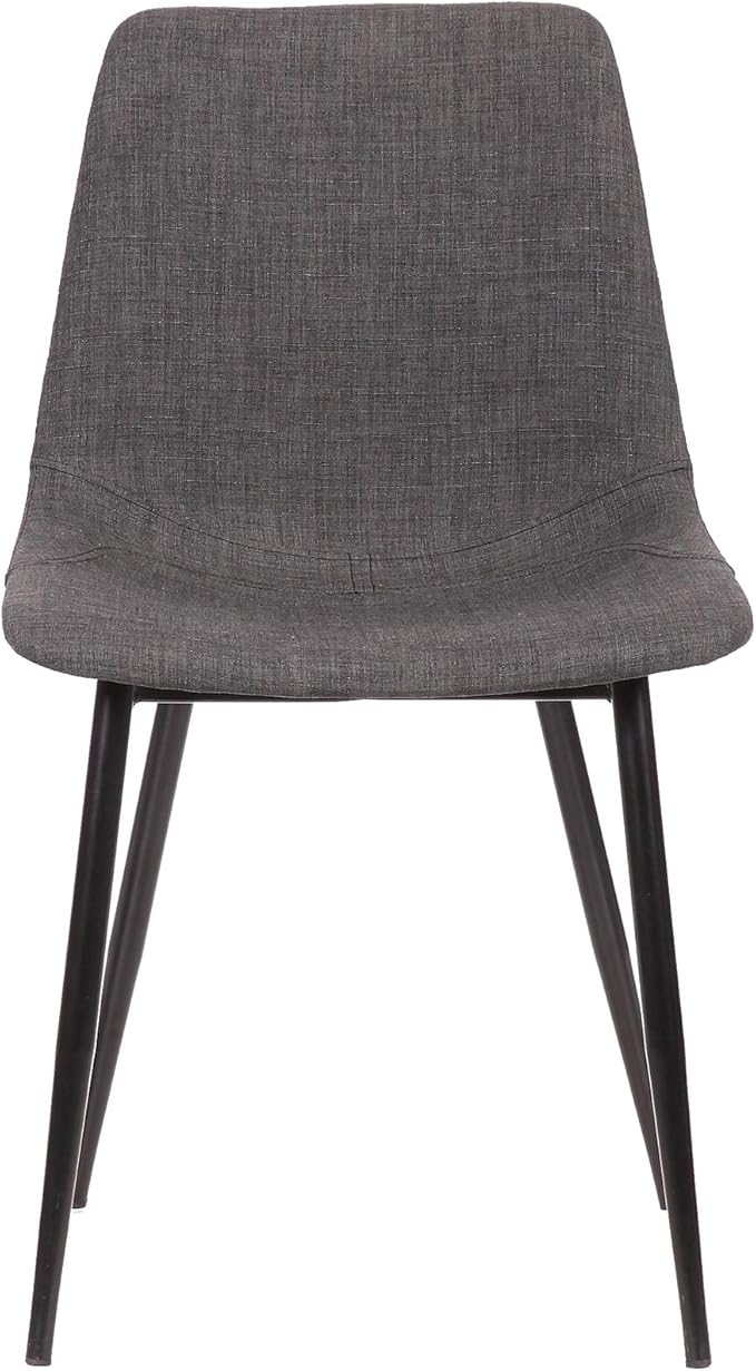 Armen Living Monte Mid Century Modern Dining Accent Chair for Table Kitchen Desk Vanity in Charcoal Gray Fabric Upholstery with Black Metal Legs