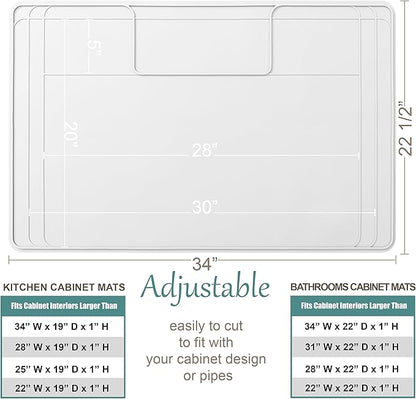 The Original Under Sink Mat - Silicone Waterproof mat, Trimmable, Easy to Clean, Kitchen cabinet liner, Under sink protector mats, Drip Tray with Lip - 34" x 22" or smaller
