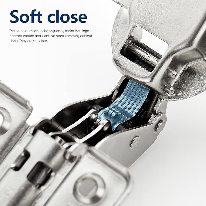 Ravinte 50 Pack 25 Pairs European Kitchen Cabinet Hinges Soft Close Insert Cabinet Door Hinges Heavy-Duty Frameless Adjustable Concealed Cabinet Cup Hinge