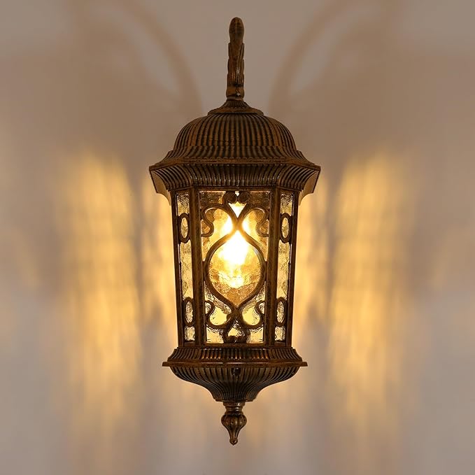 Outdoor Wall Light Fixtures, IP55 Waterproof Outside Wall Lantern Retro Exterior Wall Sconces Vintage Wall-Mounted Lights for Garage House Porch Doorway, E26 w/o Bulb