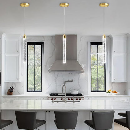 1-Light Modern Crystal Chandeliers LED Dimmable Pendant Lighting for Kitchen Island Dining Room Hallway