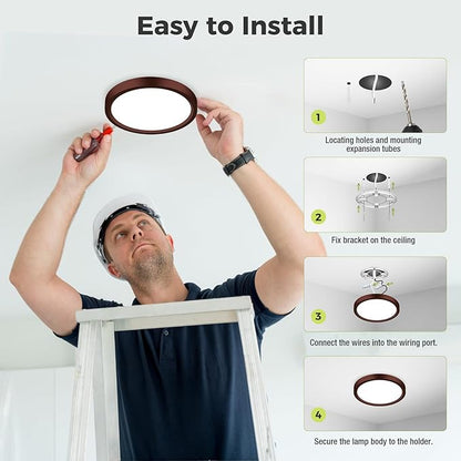 hepside LED Flush Mount Ceiling Light Fixture Oil Rubbed Bronze, 7Inch 15W, Dimmable&3000K-6500K Adjustable Low Profile Ceiling Light, 1500LM Round Lamp for Bathroom, Bedroom, Closet, Kitchen, Hallway