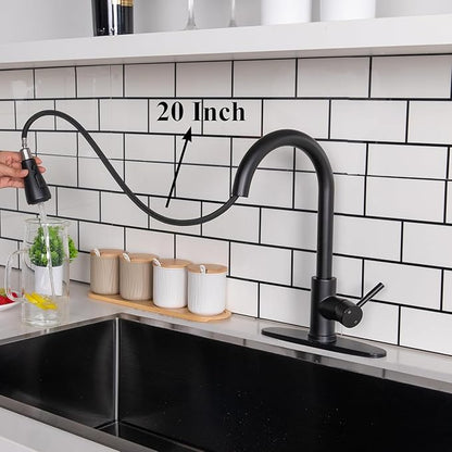 VCCUCINE Black Kitchen Faucet,Kitchen Faucets with Pull Down Sprayer for Kitchen Sink, Small High Arc RV Stainless Steel Single Handle Kitchen Sink Faucet for Farmhouse Camper Laundry Rv Bar
