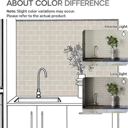 STICKGOO Peel and Stick Backsplash Subway Tiles, 10 Sheets of 12" x 12" - 3D Adhesive Peel and Stick Tile Backsplash for Kitchen, Bathroom, Wall Tile (Thicker Design, Light Gray Beige)