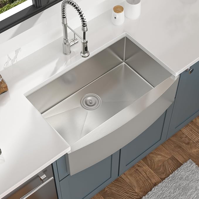 Mocoloo 30 Stainless Farmhouse Sink - 30x21 Inch Apron Front Farm Kitchen Sink Stainless Steel Single Bowl 16 Gauge Deep Handmade Basin
