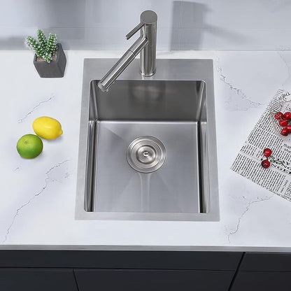 SHACO 15x20 Inch Drop In Bar Sink, Small Kitchen Sink for RV, 16 Gauge 304 Stainless Steel Topmount Handmade Wet Prep Single Bowl for Yard Office Utility Laundry with Grid & Drain