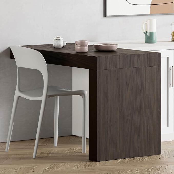 Mobili Fiver, Evolution Dining Table with One Leg 47.2 x 23.6 in, Dark Walnut, Made in Italy
