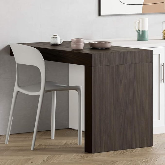 Mobili Fiver, Evolution Dining Table with One Leg 47.2 x 23.6 in, Dark Walnut, Made in Italy