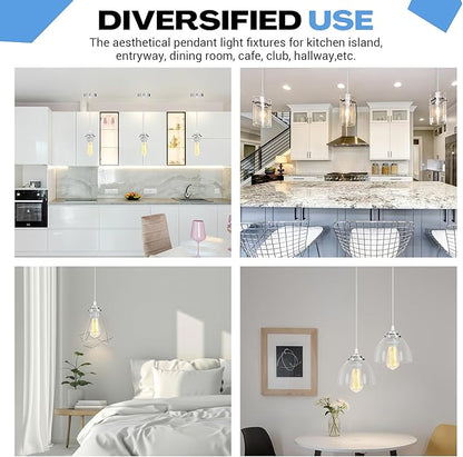 12 Pack Industrial Mini Pendant Light Kit Bulk, UL E26/E27 Lamp Socket 3.28 ft Adjustable Hanging Light Cord Kit Edison Vintage Retro Ceiling Lamp Fixture for Kitchen Bar Decor(Sliver)