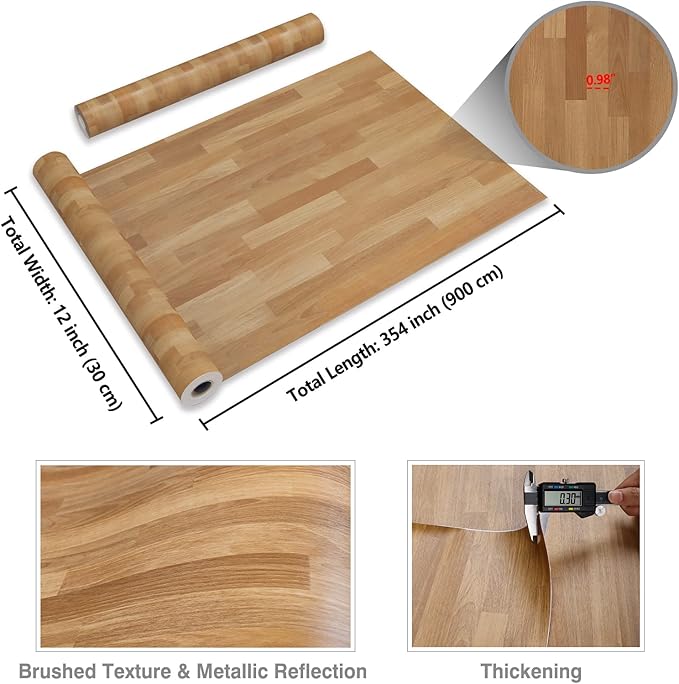 CRE8TIVE Brown Butcher Block Contact Paper Wood Wallpaper Shiplap Peel and Stick Wallpaper Removable Waterproof Wood Plank Self Adhesive Vinyl Roll for Bedroom Kitchen Countertops Cabinets 12"x354"