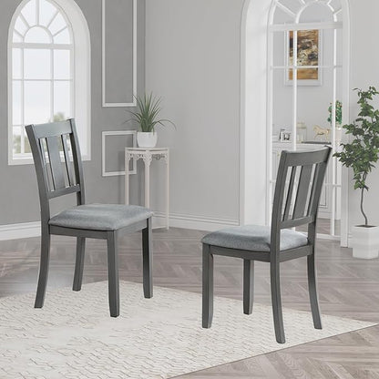 Ball & Cast Wooden Dining Chairs Set of 4, Elegant Wood Kitchen-Chairs with Padded Seat, 4 Pack Dining Room Chair-Seating Modern Side Chairs for Dining Room & Living Room, Solid Gray