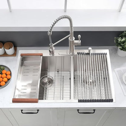 33x22 Inch Double Bowl Kitchen Sink Drop In - 16 Gauge Stainless Steel Top Mount Drop In Sink, 60/40 Split, Durable for Home Kitchen
