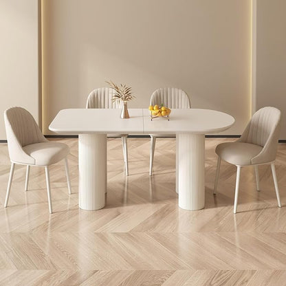 Guyii 55.11" Dining Table Set with 4 Chairs, Modern Kitchen Table Set, Indoor Dining Table for Kitchen, Bar, Living Room, Breakfast Nook, Small Space, White
