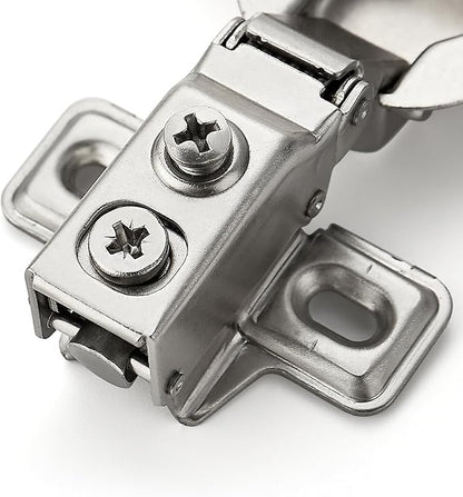 Ravinte 4 Pack 2 Pairs 1/2 Inch Overlay Brushed Nickel Short Arm Kitchen Cabinet Hinges,Soft Close 105 Degree Concealed Hinges with Screwdriver and Mounting Screws Used for Face Frame Door