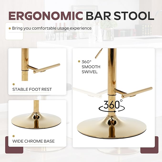 3-Piece Pub Table and Chairs, Round Bar Height Adjustable Swivel PU Leather Bar Stools Set of 2 for Kitchen Island Bistro Office Living Room Small Space Restaurant