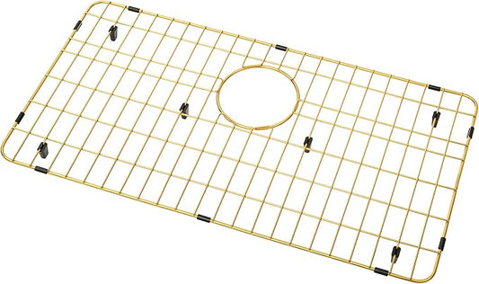 Kitchen Sink Grid, Kitchen Sink Protectors, Stainless Steel Sink Grids for Bottom, 26" x 14" with Rear Drain for Single Sink Bowl, Golden Color