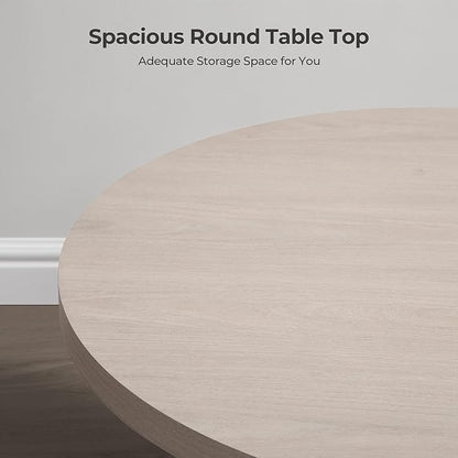 SICOTAS 32" Modern Round Coffee Table, Mid Century Fluted Coffee Table with Storage, Accent Center Table for Living Room, Small Space, Apartment, White Alder