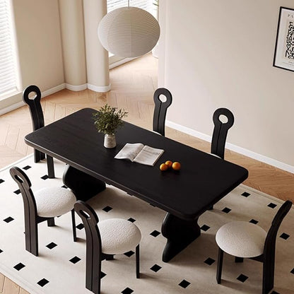 Kitchen Tables, Ripple Shape Modern Dining Table, Wood Dining Room Table for 4-6, Wood Furniture, Computer Office Desk Workstation for Family,Kitchen,Dining Room,Conference Room,Large