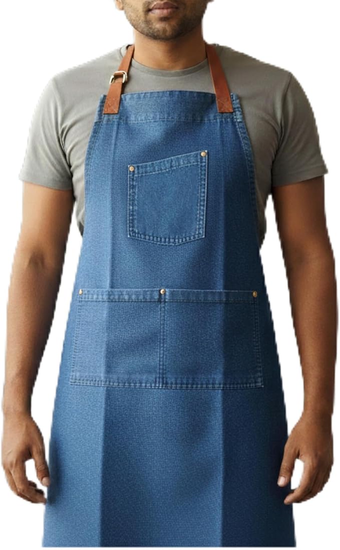 100% Cotton Printed Kitchen Apron with 2 Pockets for Men and Women – Adjustable Chef Apron - Machine Washable