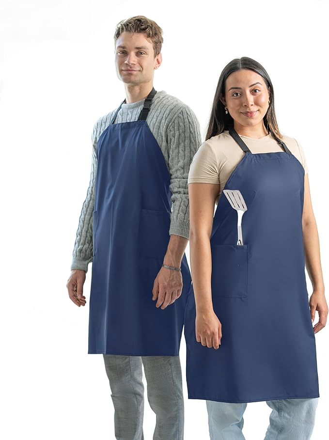 Ravill Waterproof Apron For Men and Women - 2 Pockets - 35" Long Multi Purpose Work Aprons for Dishwashing, Dog Grooming