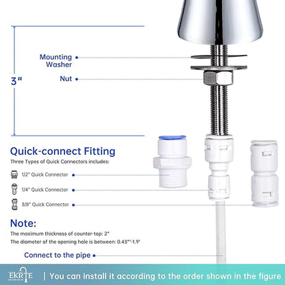 EKRTE Polished Chrome Drinking Water Purifier Faucet, Kitchen Bar Sink Drinking Purifier Kitchen Faucet for Under Sink Water Filter System