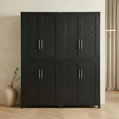 Casaphoria Kitchen Pantry Cabinet, 67" Tall Freestanding Kitchen Cabinet with 4 Adjustable Shelves, 56" W Storage Cabinet for Kitchen Pantry Organization (Black, Double)