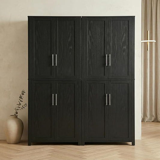 Casaphoria Kitchen Pantry Cabinet, 67" Tall Freestanding Kitchen Cabinet with 4 Adjustable Shelves, 56" W Storage Cabinet for Kitchen Pantry Organization (Black, Double)