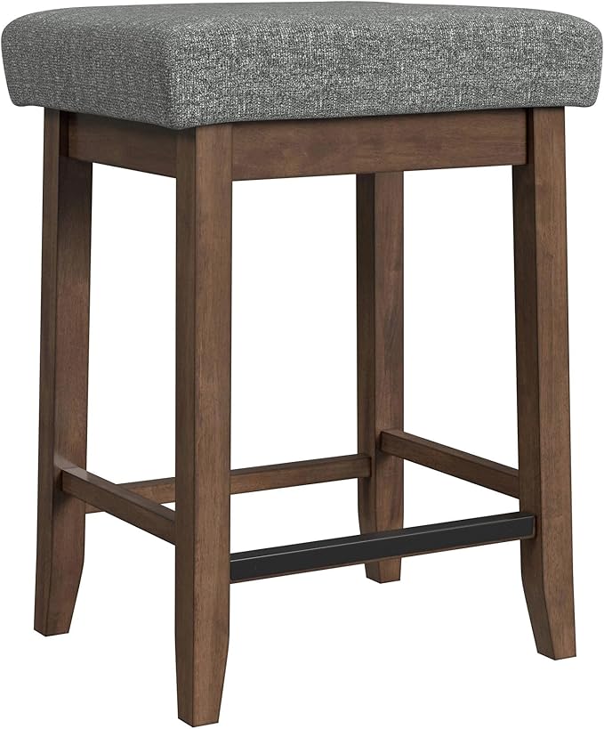 Picket House Furnishings Veronica Kitchen Island 2 Counter Stools - Grey/Walnut