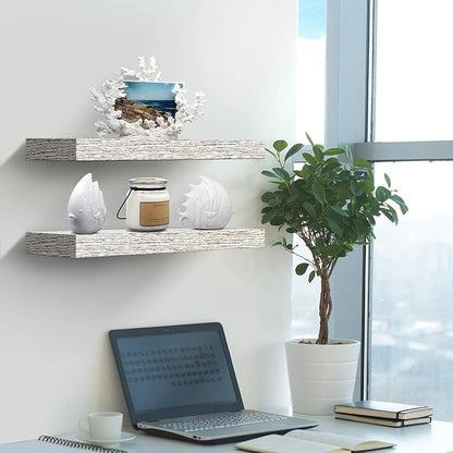 Sorbus Floating Shelves - 2 Pack 16 Inch Rustic & Blue Wall Shelves for Bedroom, Kitchen, Living Room, Bathroom Shelves, Home Decor, Office - Floating Shelf for Trophy, Books, Frames, Toilet Paper
