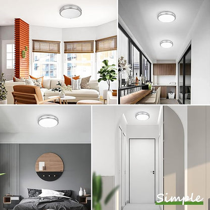 GoBright 10 inch Dimmable LED Ceiling Light Fixture, 1-Pack 36W Super Bright 3600 Lumens Brushed Nickel Flush Mount Light Fixture, 2700K-6500K Adjustable Ceiling Lights for Bedroom, Kitchen, Bathroom