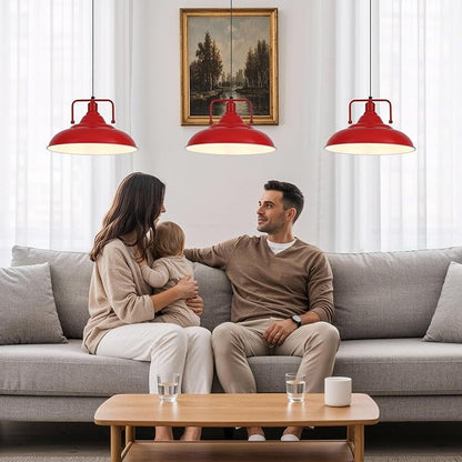 Red Pendant Lights Kitchen Island, Large Pendant Light 15.7" 3 Packs, Farmhouse Pendant Light, Modern Pendant Lights, Kitchen Pendant Lights, Pendant Light for Kitchen, Living Room, Bedroom
