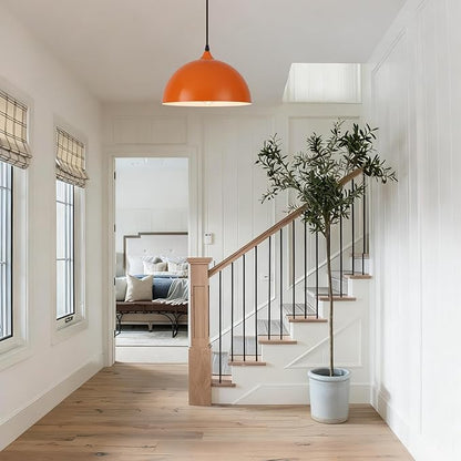 Orange Pendant Lights, 11.8" Kitchen Pendant Light 3 Pack, Industrial Pendant Light Fixtures for Kitchen Island, Farmhouse Pendant Lighting for Bedroom, Living Room, Cafe, Bar, Hallway