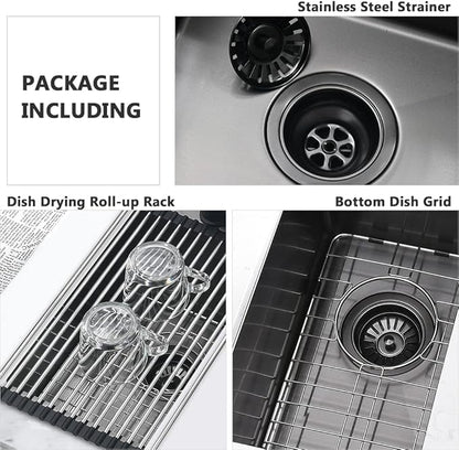 13 Black Bar Sink Undermount-VASOYO 13x15 Inch Undermount Bar Sinks Small Kitchen Sink for Bar Prep, Outdoor, Rv, 16 Gauge Stainless Steel Single Bowl Kitchen Basin with Bottom Grid