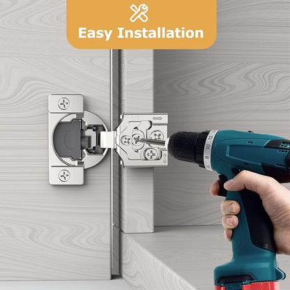 Furniware 50 Pieces 3/4 inch Overlay Soft Close Cabinet Hinges for Face Frame Cabinet, Stainless Steel, 105° Opening Angle, Concealed Self Closing Door Hinges- 3 Way Adjustment