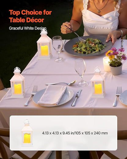 VEVOR 12 Pcs Decorative Candle Lantern, LED Electric Flameless Candle, Plastic LED Holder with Glass, Wall Hanging Indoor Porch Lanterns for Wedding Table Party Farmhouse Indoor Decor, White