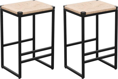 Bar Stools Set of 2, Paper Rope Counter Height Chairs - Kitchen Island & Home Dining