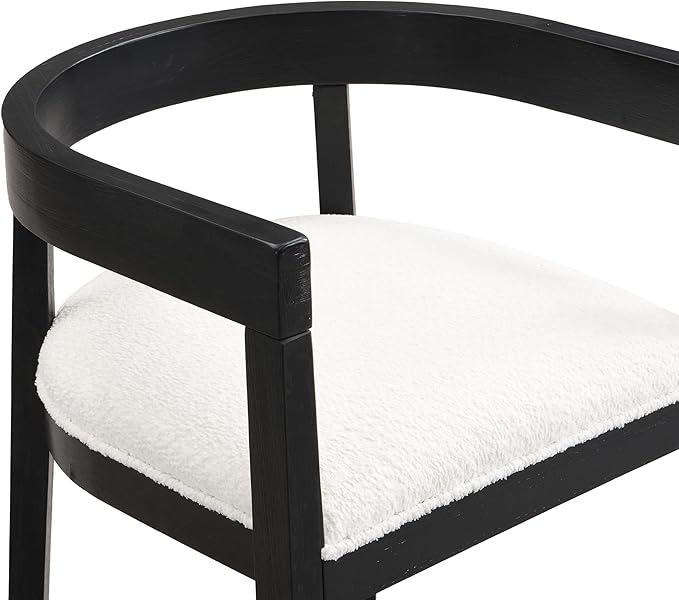 Christopher Knight Home Elev Set of 2 Fabric Upholstered Dining Chairs, Living Room Barrel Accent Chair Set, Round Backrest Dining Room Chair, Kitchen Island Extra Seat, Cream+Black