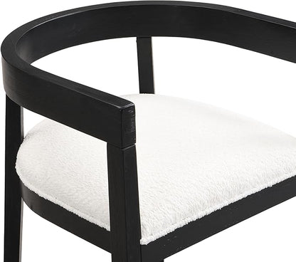 Christopher Knight Home Elev Set of 2 Fabric Upholstered Dining Chairs, Living Room Barrel Accent Chair Set, Round Backrest Dining Room Chair, Kitchen Island Extra Seat, Cream+Black