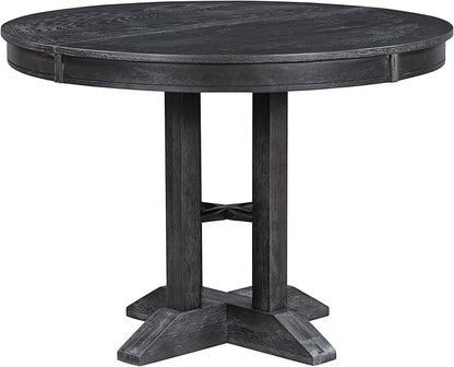 Ball & Cast Farmhouse Extendable Dining Table for 4-6, 42"-56" Extendable Kitchen-Table with a 14" Leaf, Round Ellipse Retro Wood Dining Room-Table w/Removable Leaves,Space Saving, Espresso