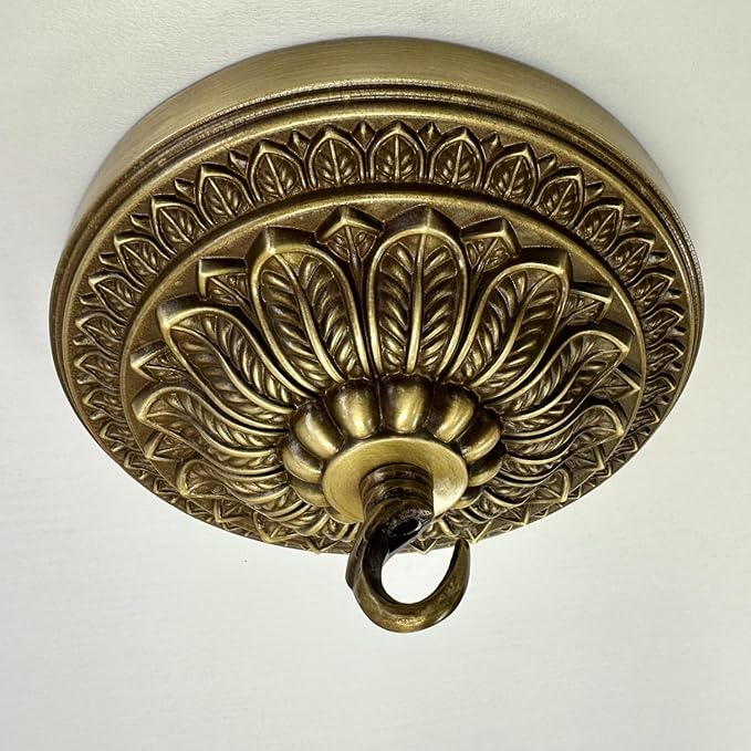 5.9 inches Brass Ceiling Light Canopy Plate, Antique Mounting Canopy Kit for Pendant Light, Hanging Fixture, Chandelier Plate Cover (Retro)